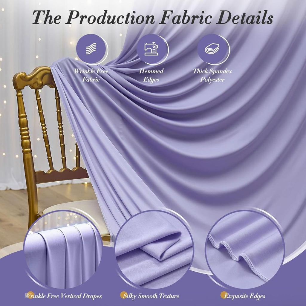 LILAC -  2 Panels - Wrinkle Free Backdrop Curtains for Parties Silky Interlock Backdrop for Weddings Birthday Party Curtains. Choose Size