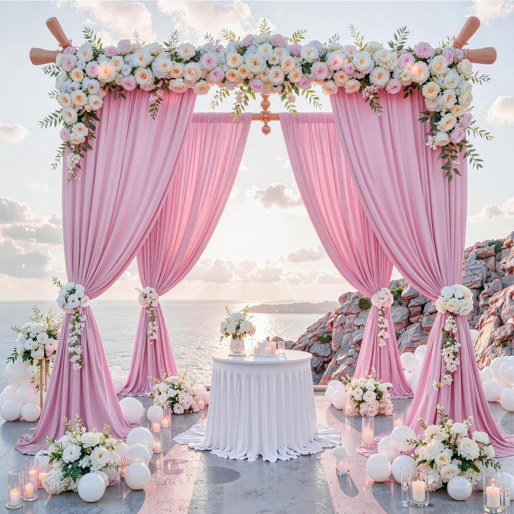 LT PINK -  2 Panels - Wrinkle Free Backdrop Curtains for Parties Silky Interlock Backdrop for Weddings Birthday Party Curtains. Choose Size