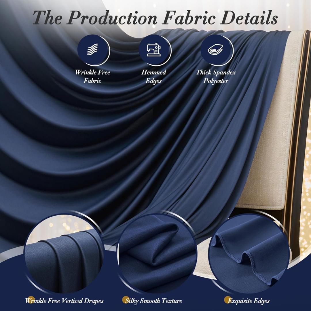NAVY -  2 Panels - Wrinkle Free Backdrop Curtains for Parties Silky Interlock Backdrop for Weddings Birthday Party Curtains. Choose Size
