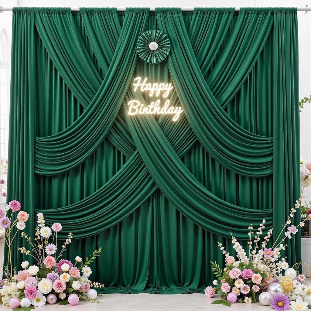 HUNTER -  2 Panels - Wrinkle Free Backdrop Curtains for Parties Silky Interlock Backdrop for Weddings Birthday Party Curtains. Choose Size