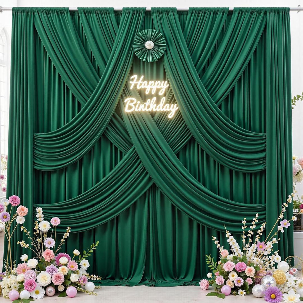 HUNTER -  2 Panels - Wrinkle Free Backdrop Curtains for Parties Silky Interlock Backdrop for Weddings Birthday Party Curtains. Choose Size