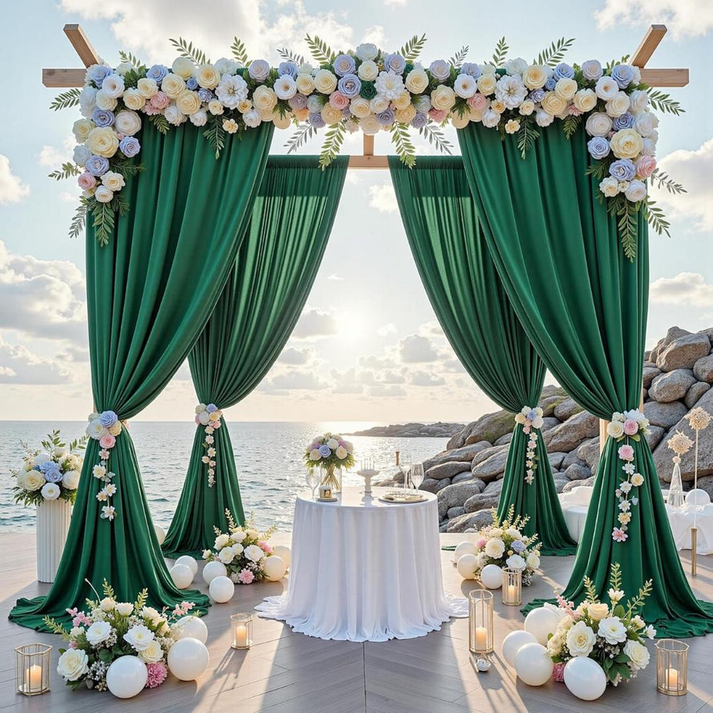 HUNTER -  2 Panels - Wrinkle Free Backdrop Curtains for Parties Silky Interlock Backdrop for Weddings Birthday Party Curtains. Choose Size