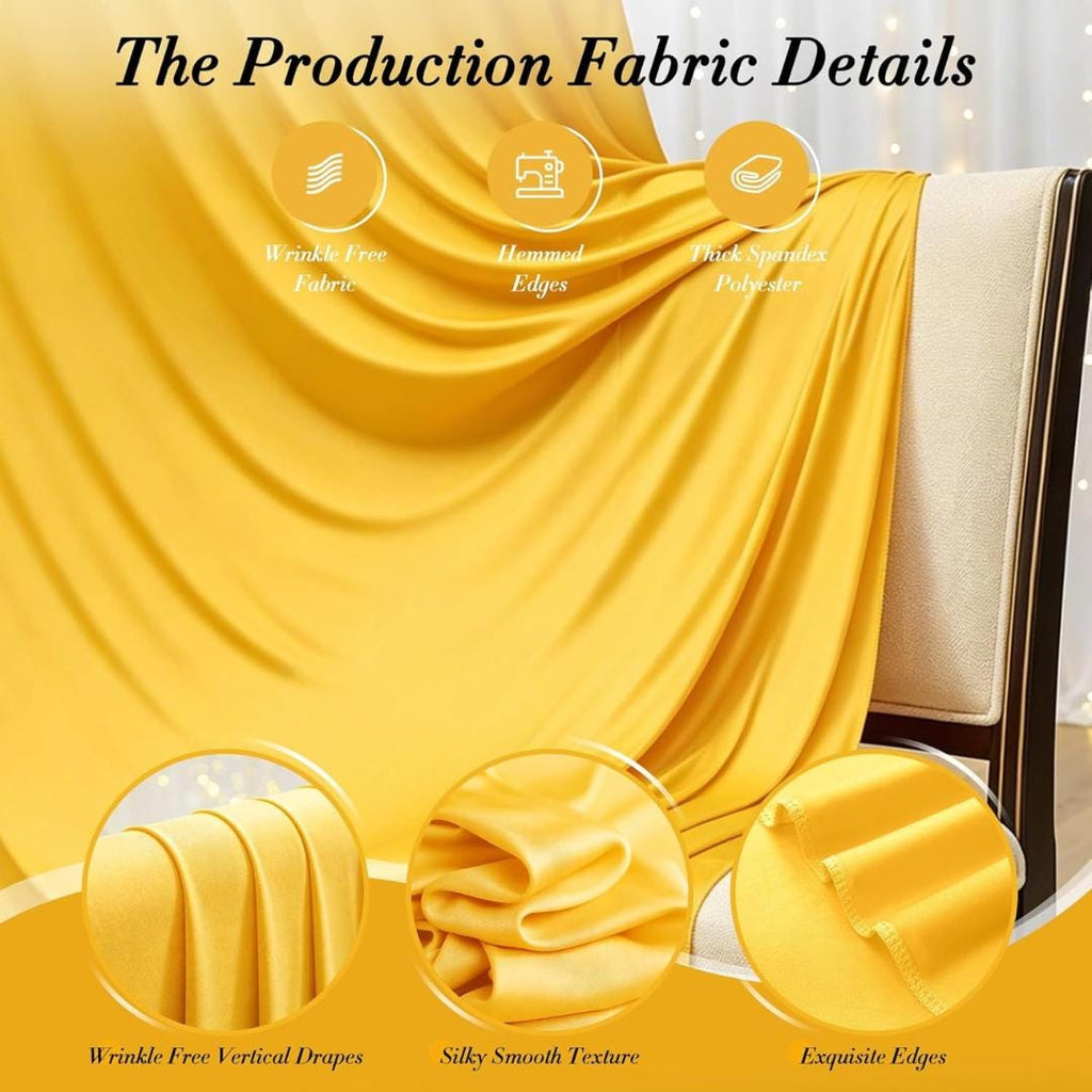 YELLOW -  2 Panels - Wrinkle Free Backdrop Curtains for Parties Silky Interlock Backdrop for Weddings Birthday Party Curtains. Choose Size