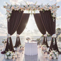 BROWN -  2 Panels - Wrinkle Free Backdrop Curtains for Parties Silky Interlock Backdrop for Weddings Birthday Party Curtains. Choose Size