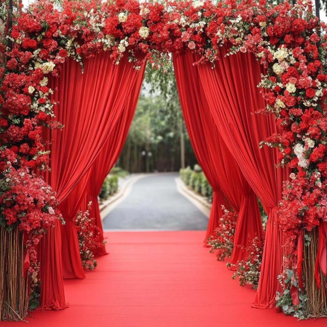 RED  -  2 Panels - Wrinkle Free Backdrop Curtains for Parties Silky Interlock Backdrop for Weddings Birthday Party Curtains. Choose Size