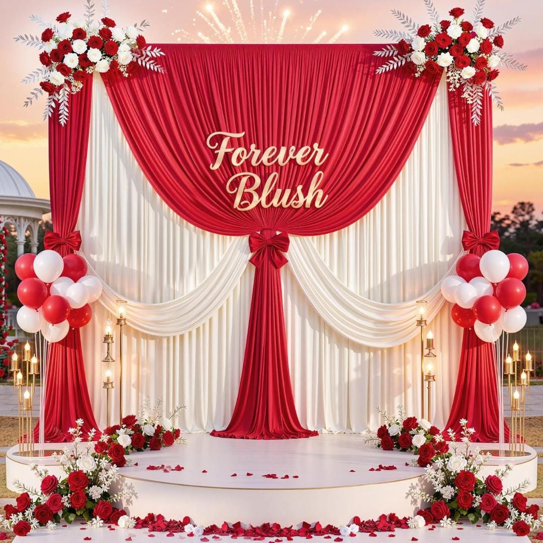 RED  -  2 Panels - Wrinkle Free Backdrop Curtains for Parties Silky Interlock Backdrop for Weddings Birthday Party Curtains. Choose Size