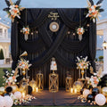 BLACK -  2 Panels Wrinkle Free Backdrop Curtains for Parties Silky Interlock Backdrop for Weddings Birthday Party Curtains. Choose Size