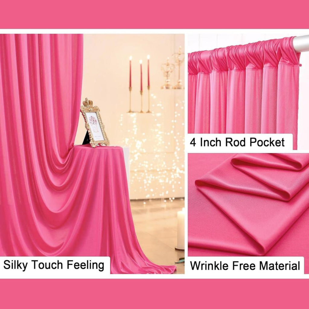 HOTPINK -  2 Panels Wrinkle Free Backdrop Curtains for Parties Silky Interlock Backdrop for Weddings Birthday Party Curtains. Choose Size
