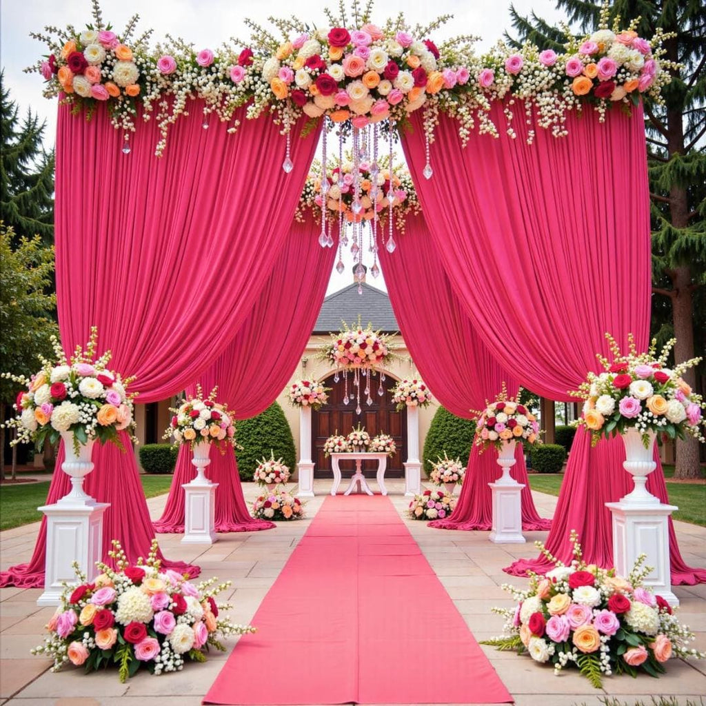 HOTPINK -  2 Panels Wrinkle Free Backdrop Curtains for Parties Silky Interlock Backdrop for Weddings Birthday Party Curtains. Choose Size