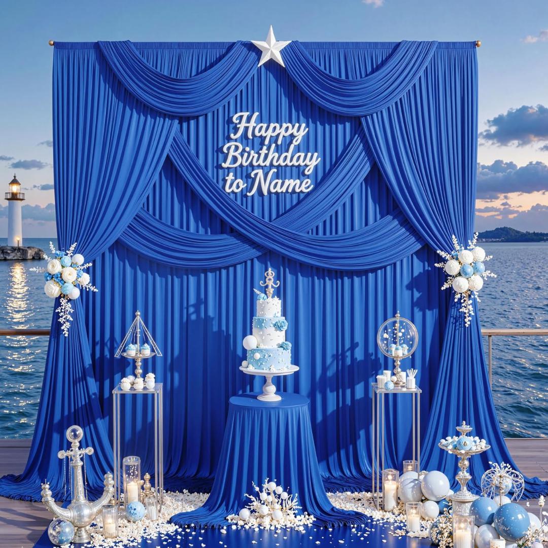ROYAL -  2 Panels Wrinkle Free Backdrop Curtains for Parties Silky Interlock Backdrop for Weddings Birthday Party Curtains. Choose Size