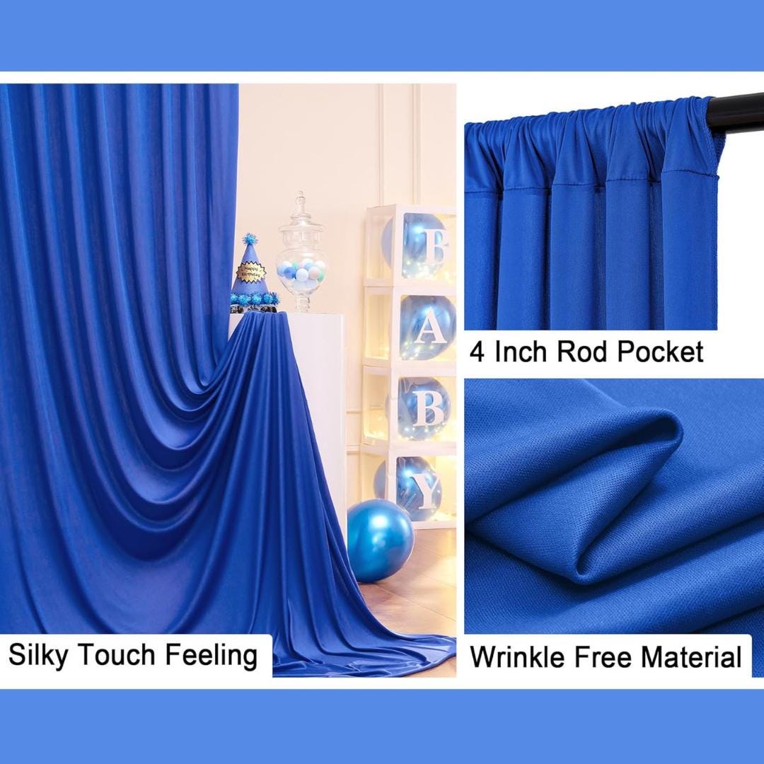 ROYAL -  2 Panels Wrinkle Free Backdrop Curtains for Parties Silky Interlock Backdrop for Weddings Birthday Party Curtains. Choose Size