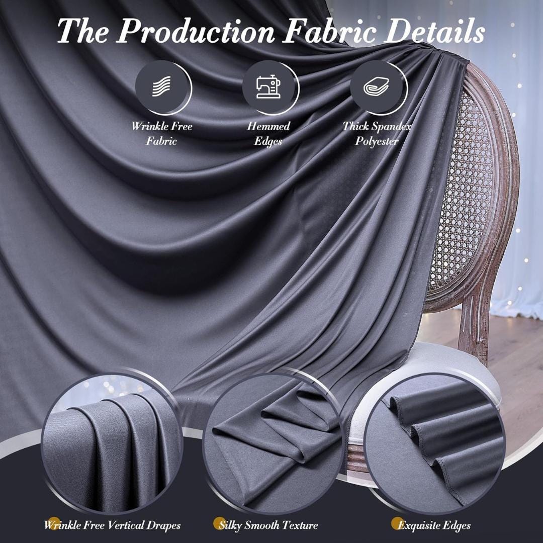 CHARCOAL -  2 Panels Wrinkle Free Backdrop Curtains for Parties Silky Interlock Backdrop for Weddings Birthday Party Curtains. Choose Size