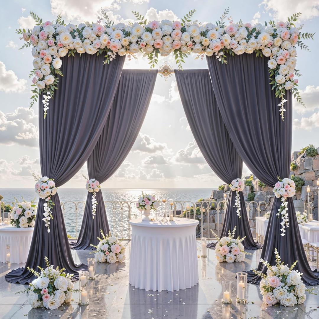 CHARCOAL -  2 Panels Wrinkle Free Backdrop Curtains for Parties Silky Interlock Backdrop for Weddings Birthday Party Curtains. Choose Size