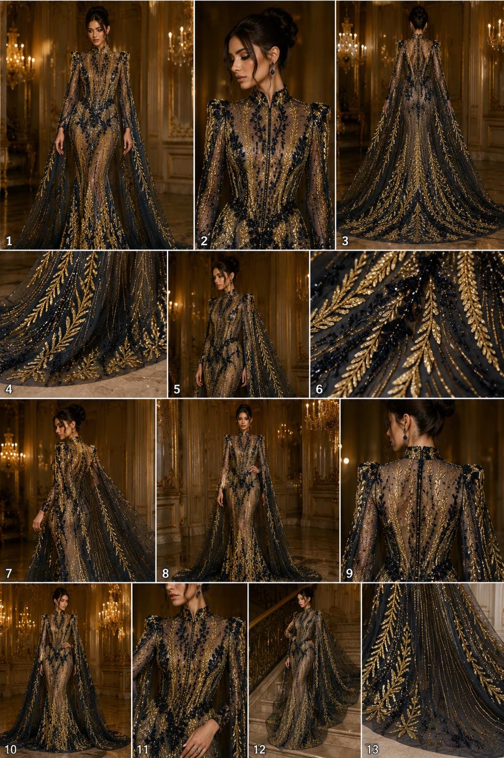 GOLD/BLACK - Lux Iridescent Sequin Embroidered Mesh Fabric – Luxury Blue Lace by the Yard – Couture Evening Dress, Prom & Bridal Fabric