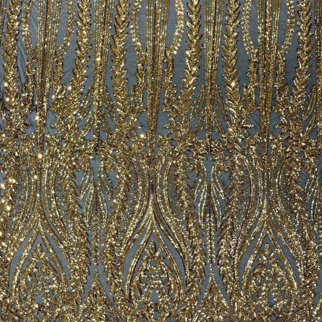 GOLD/BLACK - Lux Iridescent Sequin Embroidered Mesh Fabric – Luxury Blue Lace by the Yard – Couture Evening Dress, Prom & Bridal Fabric