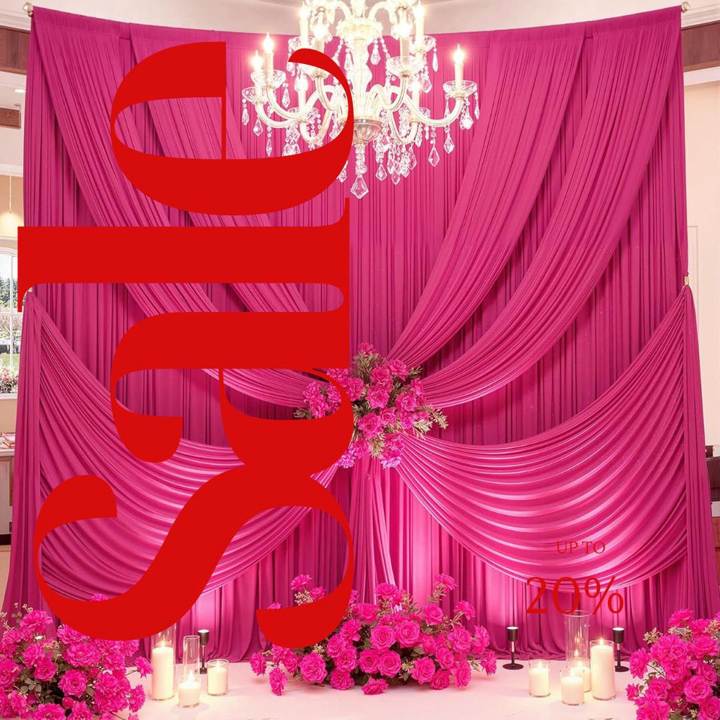 10Ft x 12Ft - FUCSHIA - Wrinkle Free Backdrop Curtains for Parties  2 Panels 5x12ft Interlock Backdrop for Weddings Birthday Party Curtains