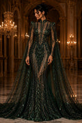 HUNTER - Lux Sequin Embroidered Mesh Fabric – Luxury Blue Lace by the Yard – Couture Evening Dress, Prom & Bridal Fabric