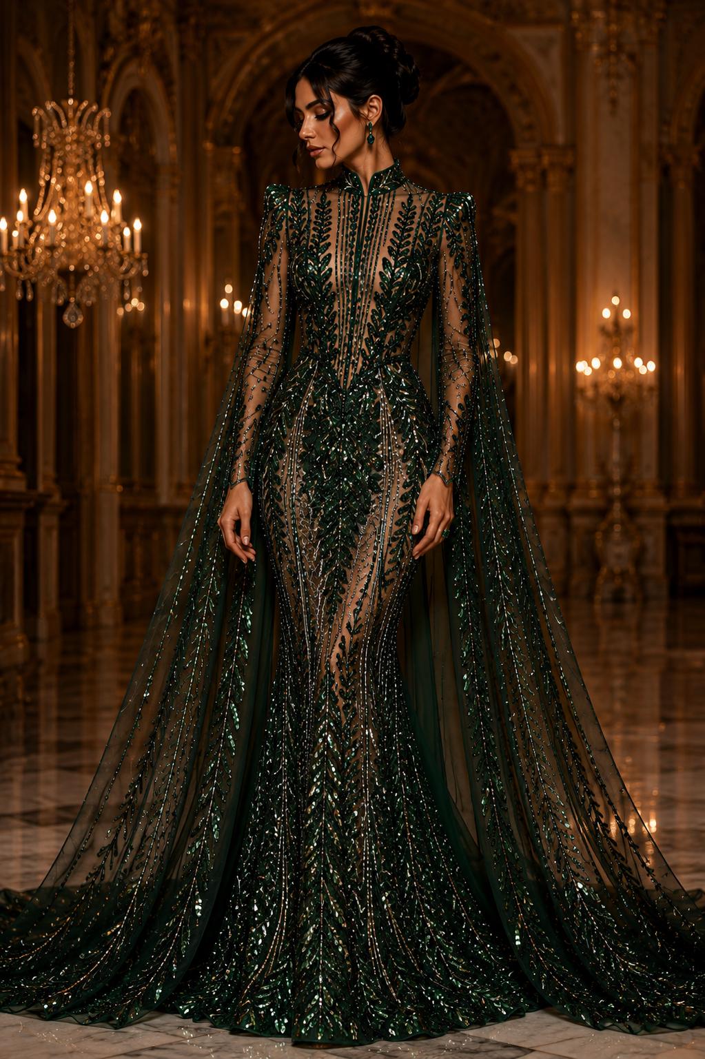 HUNTER - Lux Sequin Embroidered Mesh Fabric – Luxury Blue Lace by the Yard – Couture Evening Dress, Prom & Bridal Fabric