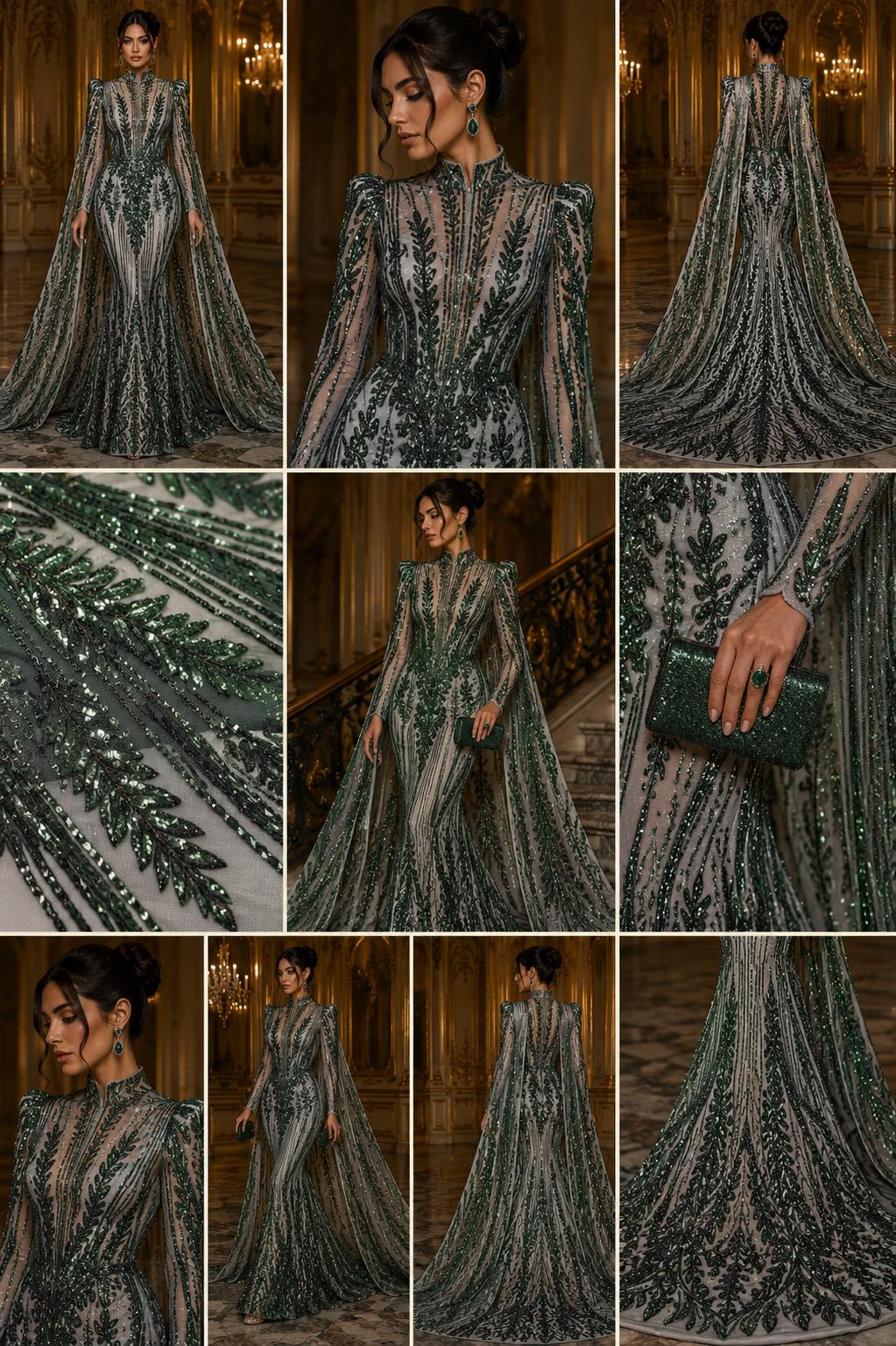 HUNTER - Lux Sequin Embroidered Mesh Fabric – Luxury Blue Lace by the Yard – Couture Evening Dress, Prom & Bridal Fabric