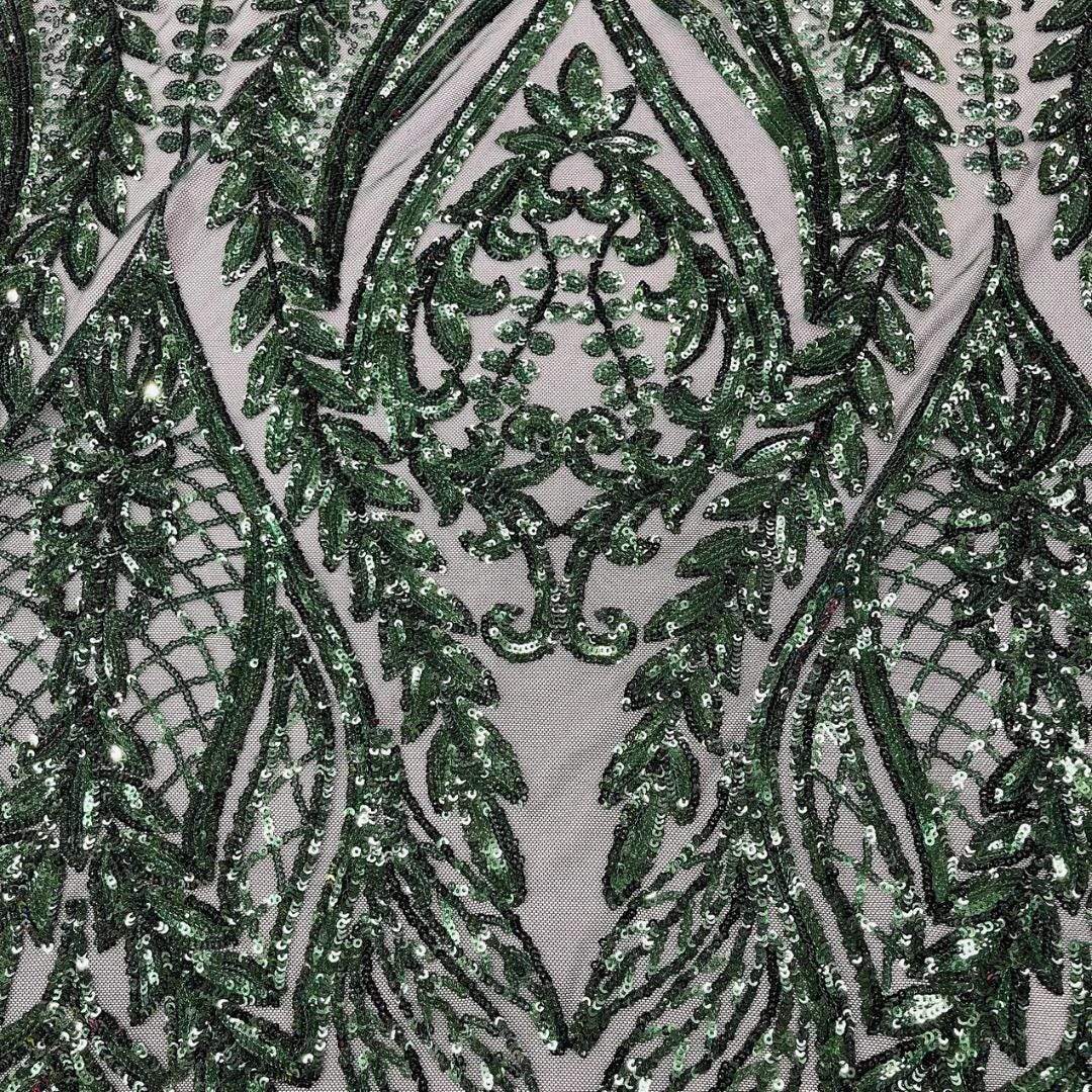 HUNTER - Lux Sequin Embroidered Mesh Fabric – Luxury Blue Lace by the Yard – Couture Evening Dress, Prom & Bridal Fabric