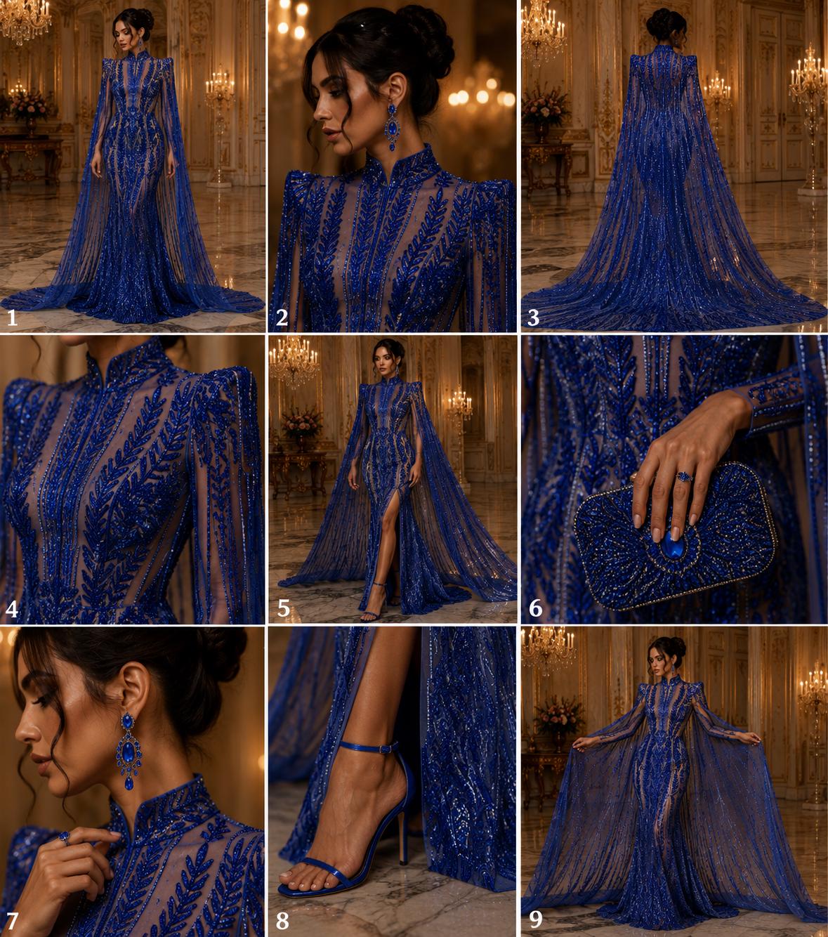 ROYAL BLUE - Lux Sequin Embroidered Mesh Fabric – Luxury Blue Lace by the Yard – Couture Evening Dress, Prom & Bridal Fabric