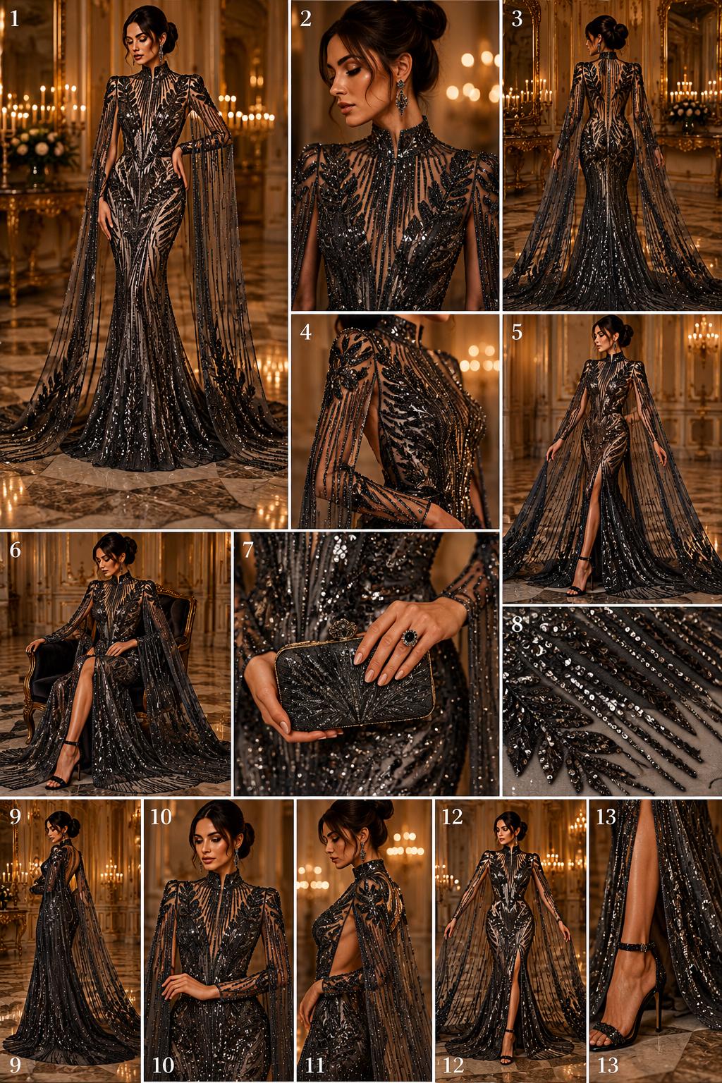 BLACK - Lux Sequin Embroidered Mesh Fabric – Luxury Blue Lace by the Yard – Couture Evening Dress, Prom & Bridal Fabric