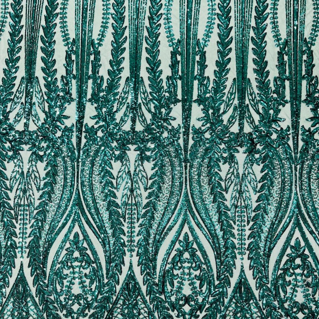 EMERALD - Lux Sequin Embroidered Mesh Fabric – Luxury Blue Lace by the Yard – Couture Evening Dress, Prom & Bridal Fabric