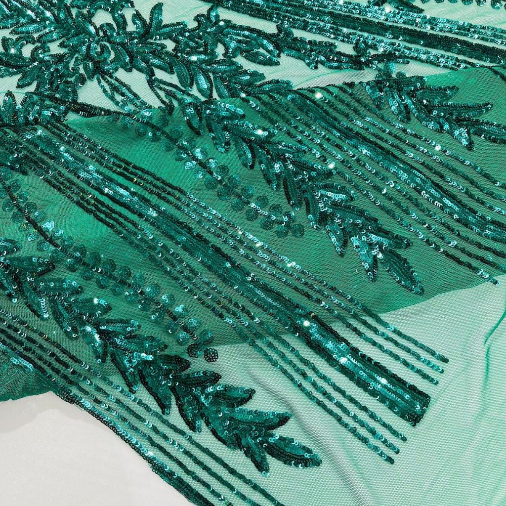 EMERALD - Lux Sequin Embroidered Mesh Fabric – Luxury Blue Lace by the Yard – Couture Evening Dress, Prom & Bridal Fabric