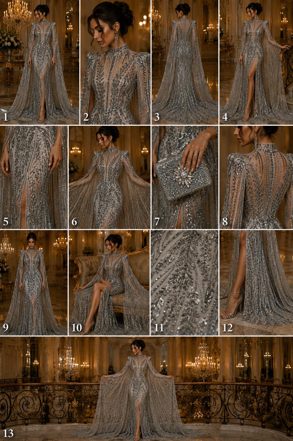 SILVER - Lux Sequin Embroidered Mesh Fabric – Luxury Blue Lace by the Yard – Couture Evening Dress, Prom & Bridal Fabric