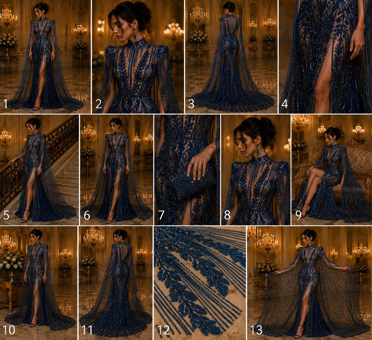 TEAL BLUE - Lux Sequin Embroidered Mesh Fabric – Luxury Blue Lace by the Yard – Couture Evening Dress, Prom & Bridal Fabric
