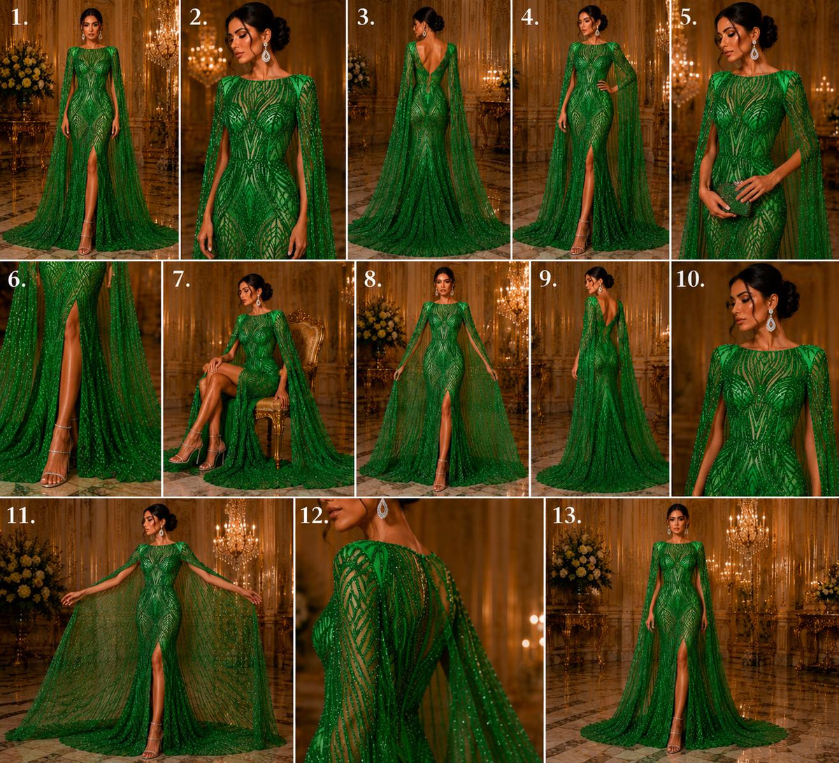 Green - Glossy Design Luxury Shiny Sequin - 4 Way Stretch Mesh Fabric – Prom & Evening Dress Material By The Yard.