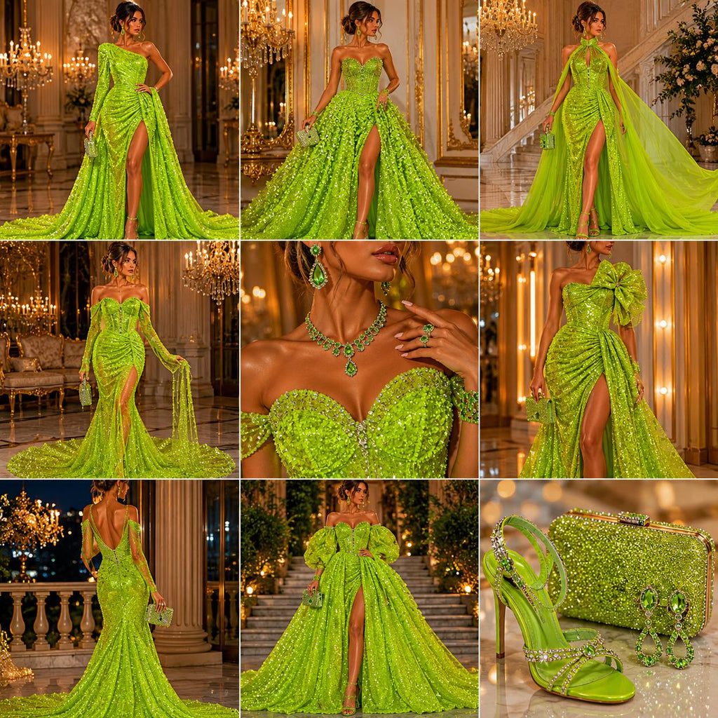LIME GREEN - Sequin Velvet - Sequin Design Stretch Velvet All Over 5mm Shining Sequins 2 Way Stretch, Sold By The yard.
