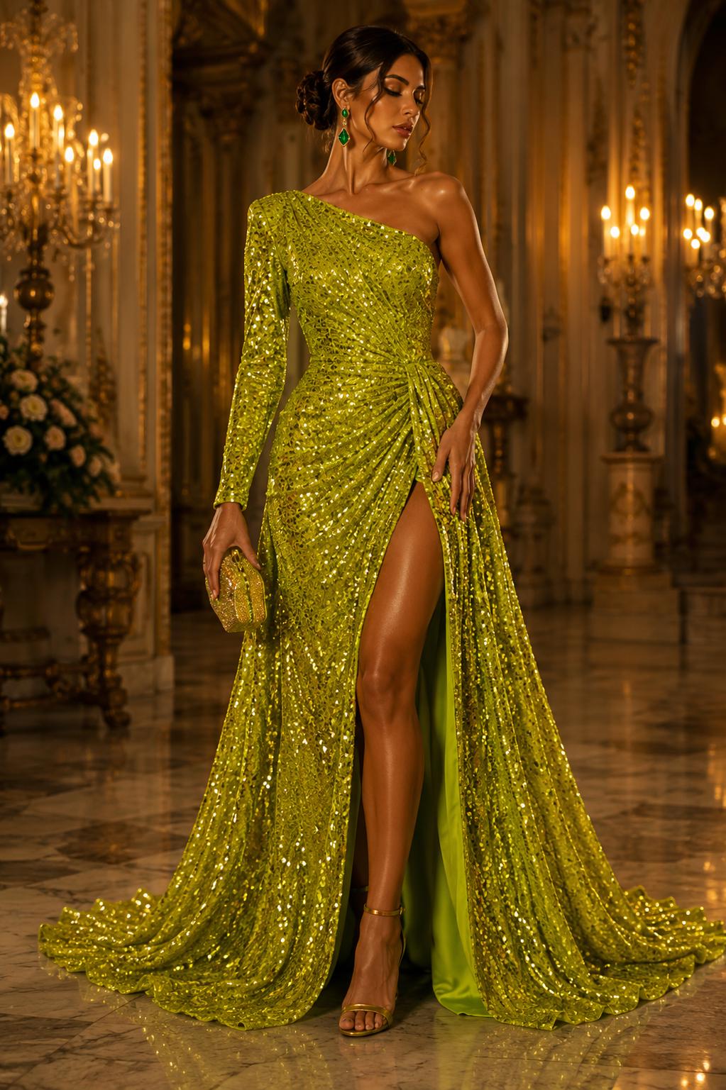 MEDIUM OLIVE - Sequin Velvet - Sequin Design Stretch Velvet All Over 5mm Shining Sequins 2 Way Stretch, Sold By The yard.