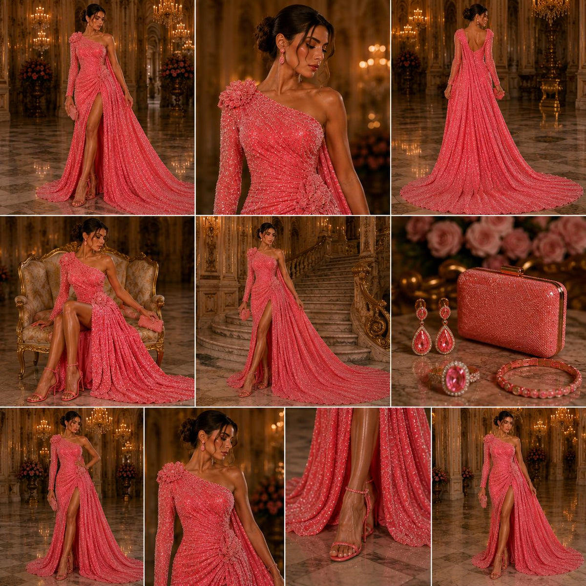 CORAL - Sequin Velvet - Sequin Design Stretch Velvet All Over 5mm Shining Sequins 2 Way Stretch, Sold By The yard.