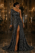 SILVER/BLACK - Sequin Velvet - Sequin Design Stretch Velvet All Over 5mm Shining Sequins 2 Way Stretch, Sold By The yard.