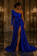 ROYAL - Sequin Velvet - Sequin Design Stretch Velvet All Over 5mm Shining Sequins 2 Way Stretch, Sold By The yard.