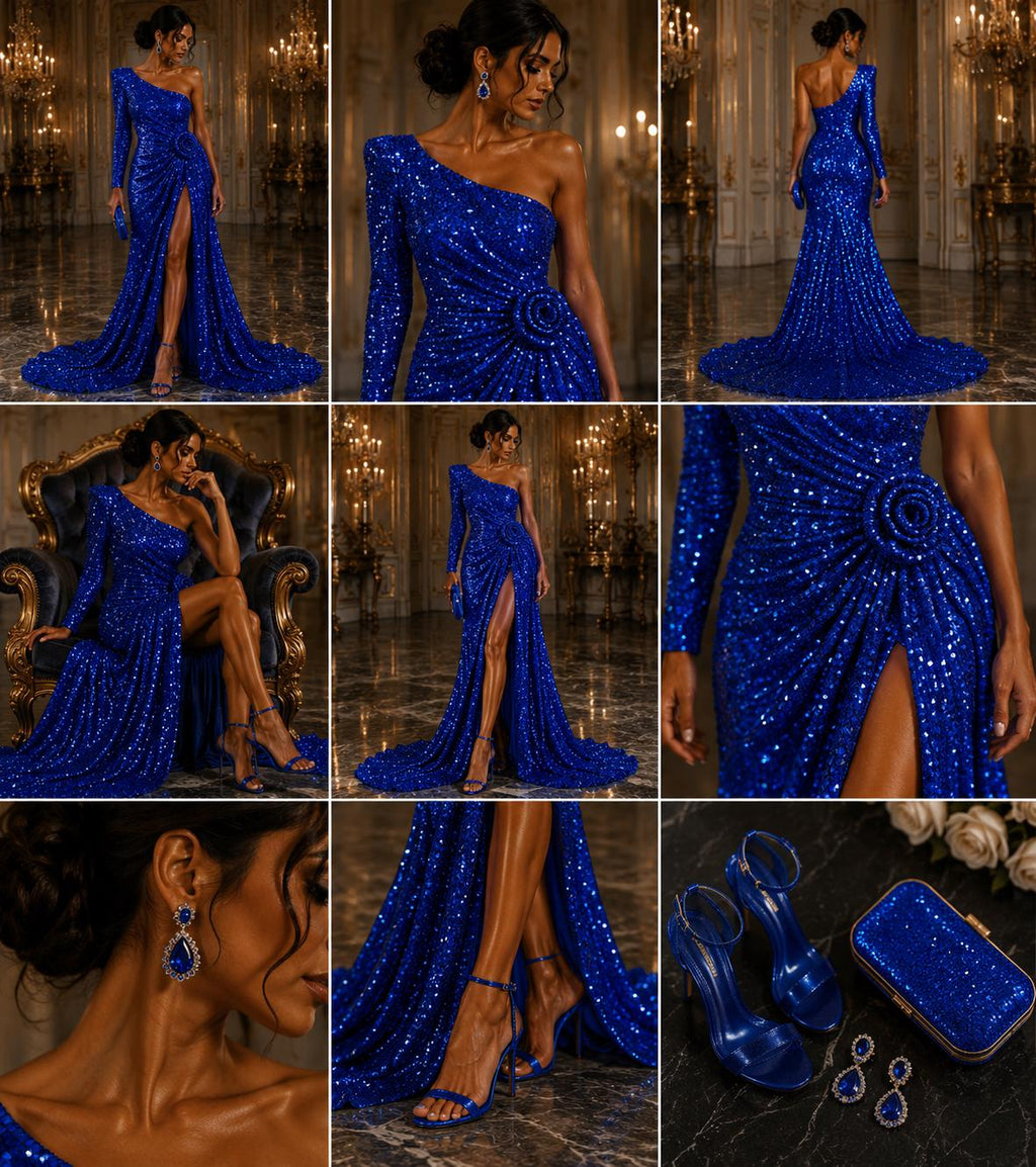 ROYAL - Sequin Velvet - Sequin Design Stretch Velvet All Over 5mm Shining Sequins 2 Way Stretch, Sold By The yard.