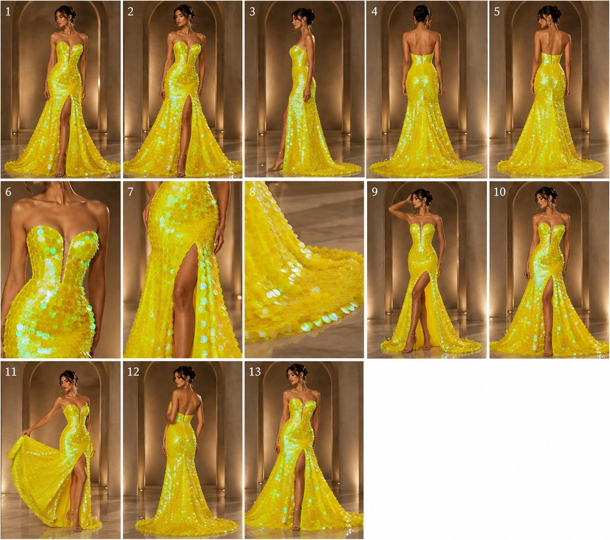 YELLOW - JUMBO - Iridescent Sequins Oval Sequin Paillette/Tear Drop Mermaid Big Sequins Fabric Mesh By The Yard.
