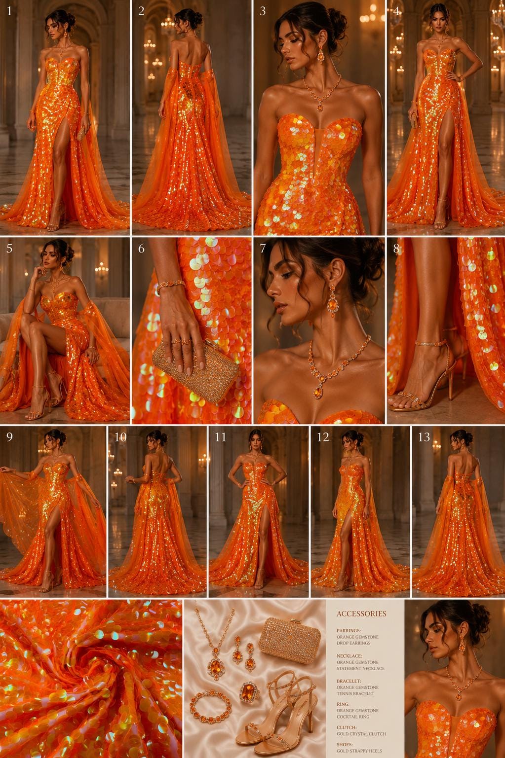 ORANGE - ROUND - Sequin Paillette Mesh Fabric/ 54 Inches Wide By The Yard.