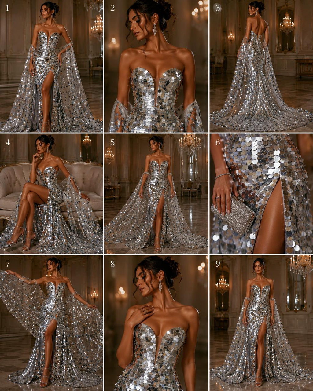 SILVER - JUMBO - Sequins Oval Sequin Paillette/Tear Drop Mermaid Big Sequins Fabric Mesh By The Yard.