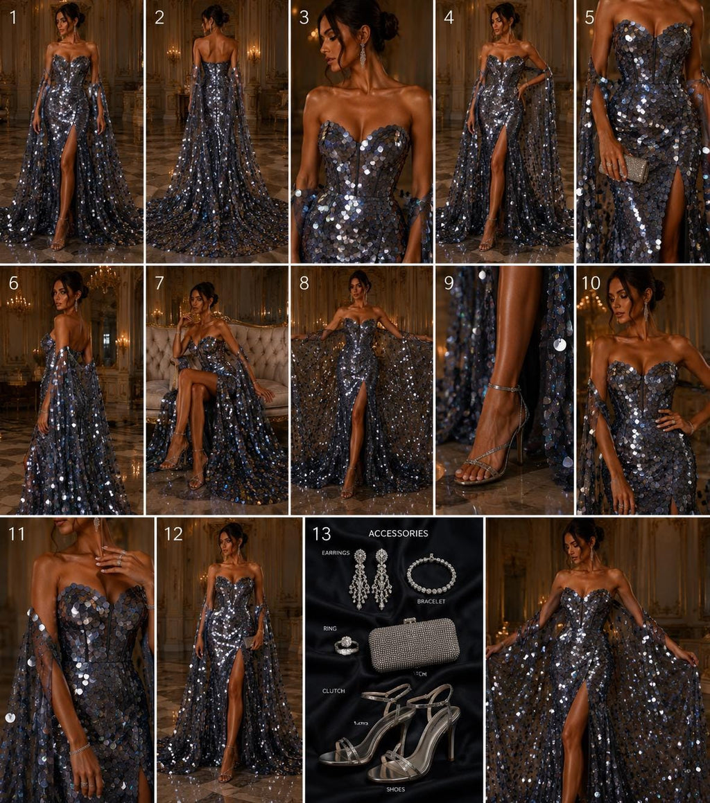 BLACK - JUMBO - Iridescent Sequins Oval Sequin Paillette/Tear Drop Mermaid Big Sequins Fabric Mesh By The Yard.