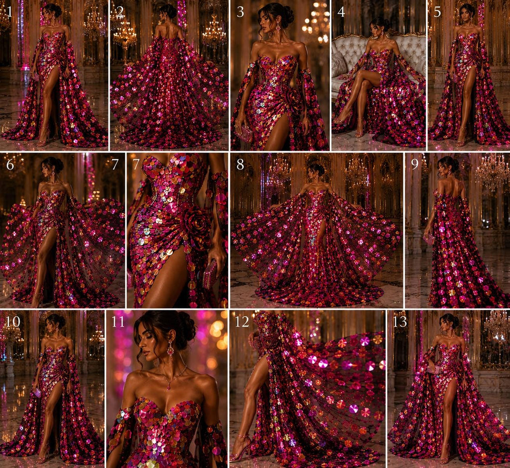 FUCHSIA/PURPLE - JUMBO - Iridescent Sequins Oval Sequin Paillette/Tear Drop Mermaid Big Sequins Fabric Mesh By The Yard.