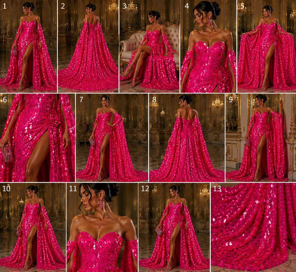 NEONHOT PINK - JUMBO - Iridescent Sequins Oval Sequin Paillette/Tear Drop Mermaid Big Sequins Fabric Mesh By The Yard.