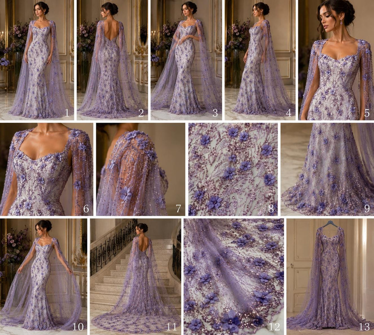 3D Floral Satin Lace - LILAC - 3D Luxury Satin Flower Glitter Sequin Fabric  58” Wide For Quinsiañera Dresses - Prom Dress Sold By The Yard