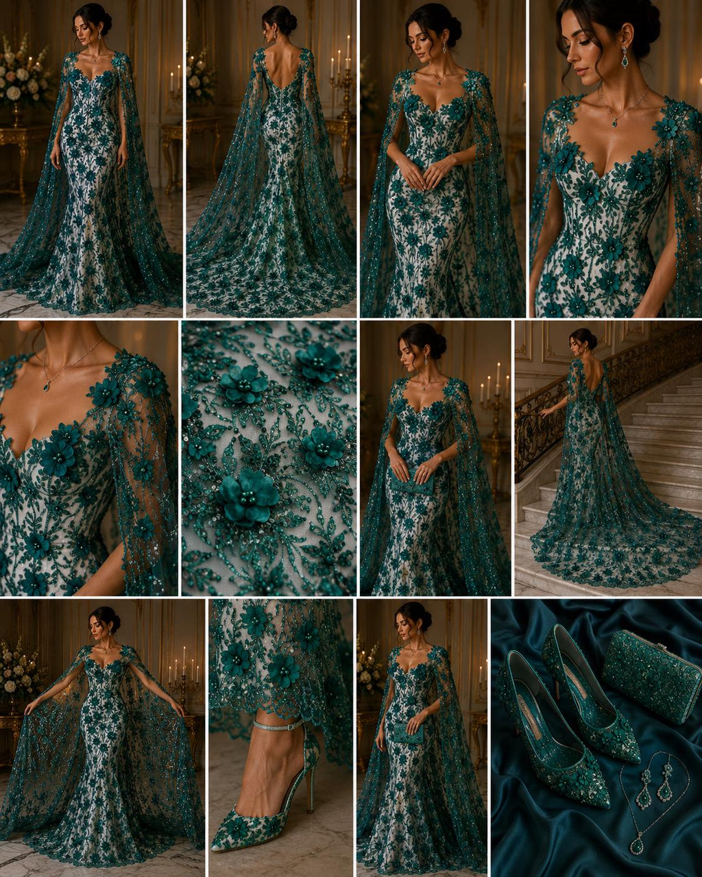 3D Floral Satin Lace - HUNTER - 3D Luxury Satin Flower Glitter Sequin Fabric  58” Wide For Quinsiañera Dresses - Prom Dress Sold By Yard