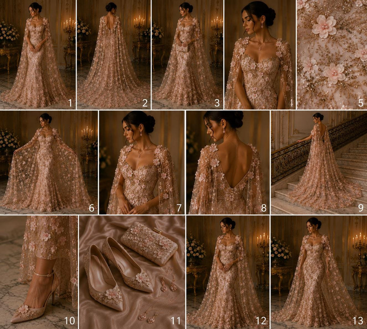 3D Floral Satin Lace - BLUSH PINK - 3D Luxury Satin Flower Glitter Sequin Fabric  58” Wide For Quinsiañera Dresses - Prom Dress Sold By Yard