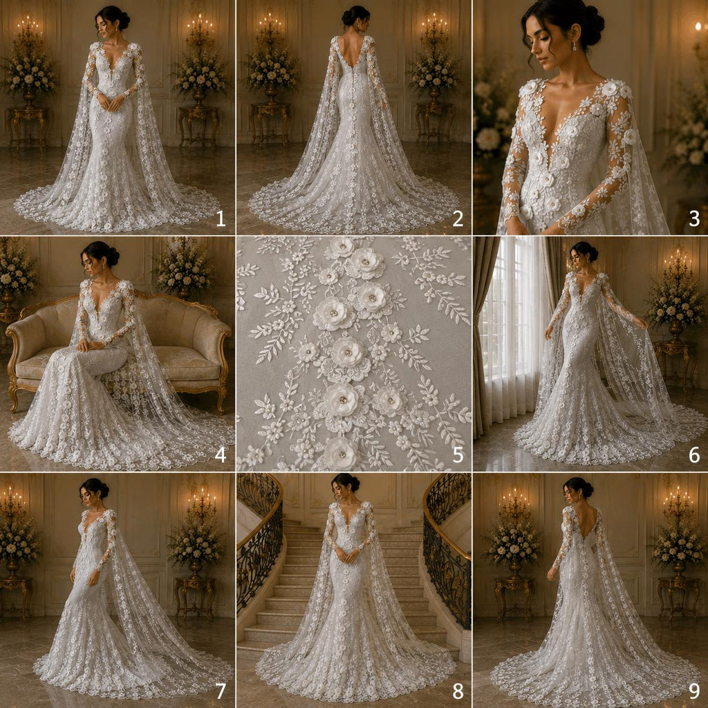3D Floral Lace - WHITE - 3D Floral Embroider Beaded Rhinestones On a Mesh Lace 48” For Quinsiañera Dresses - Prom Dress Sold By Yard