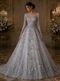 3D Floral Lace - SILVER -  3D Floral Embroidered Mesh Lace with Pearls| Fabric For Quinsiañera Dresses - Prom Dress Sold By Yard
