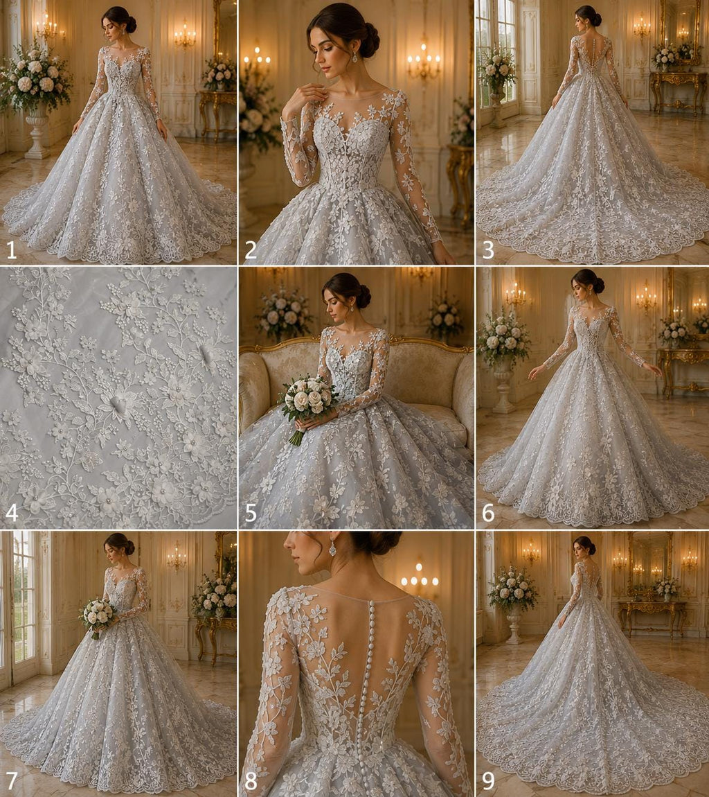 3D Floral Lace - WHITE  -  3D Floral Embroidered Mesh Lace with Pearls| Fabric For Quinsiañera Dresses - Prom Dress Sold By Yard