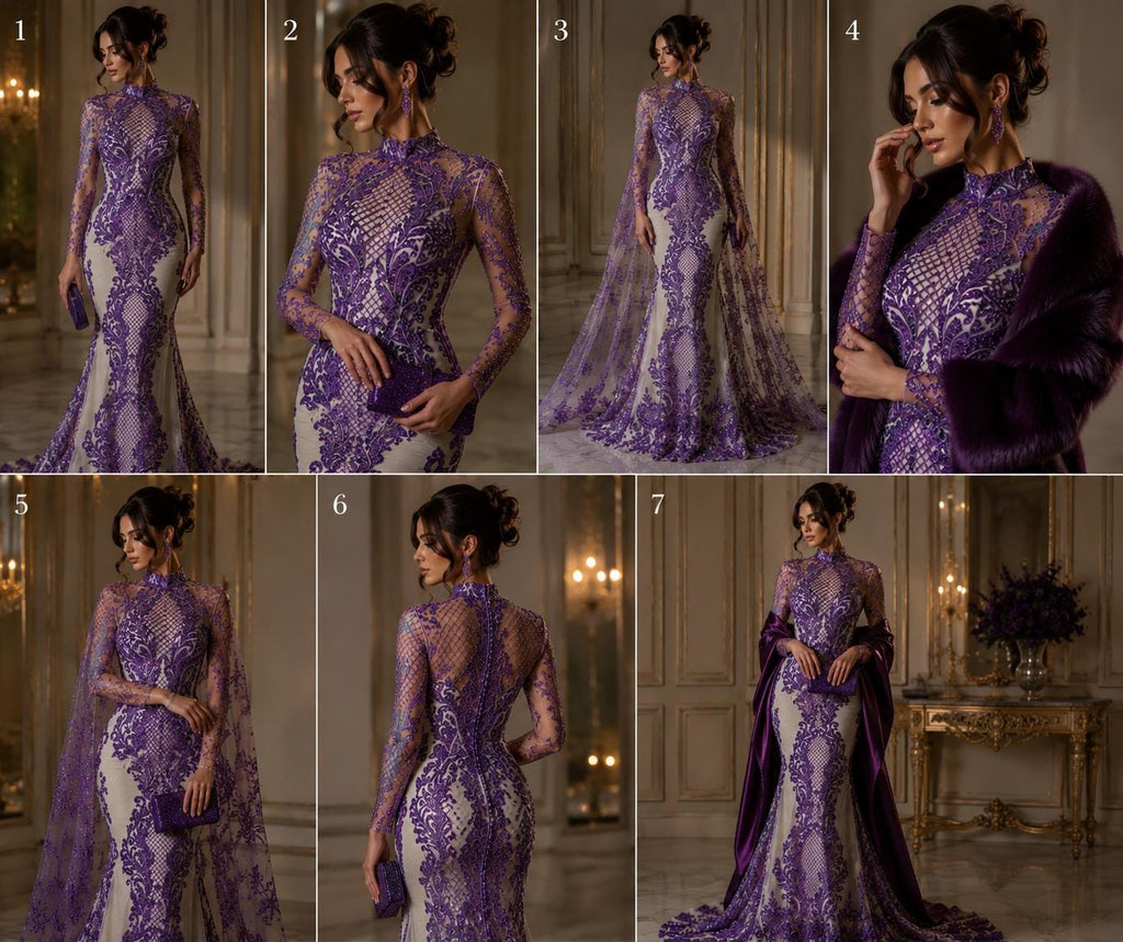 Luxury Lace - Lilac -  Glitter Damask Design Fabric 58” Wide For Quinsiañera Dresses - Prom Dress Sold By The Yard